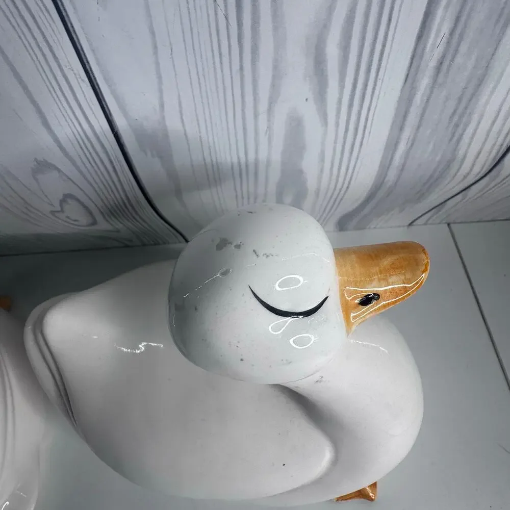 Vintage Set of 2 Porcelain Duck Figurines 1980s Buena Park USA Country Decor USA